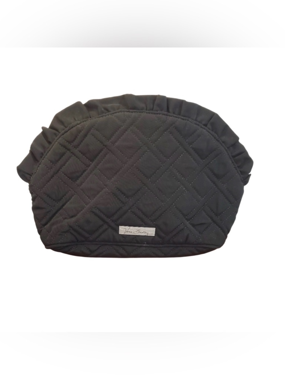 Vera Bradley Black Quilted Ruffle Cosmetic Bag NWOT | Retired
